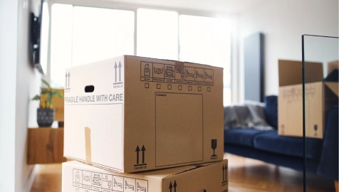 Movers handling boxes